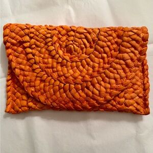 Orange Woven Beach Clutch